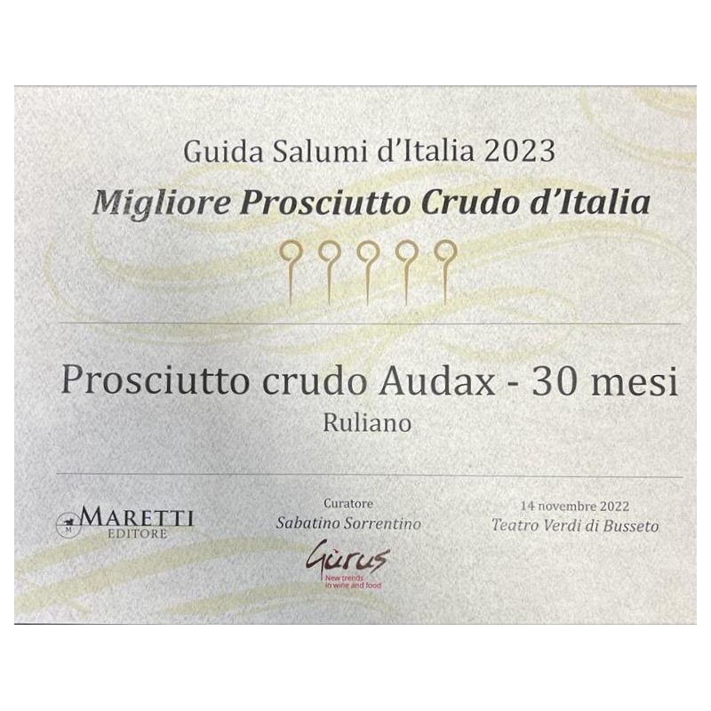 Prosciutto Crudo Audax Disossato Ruliano